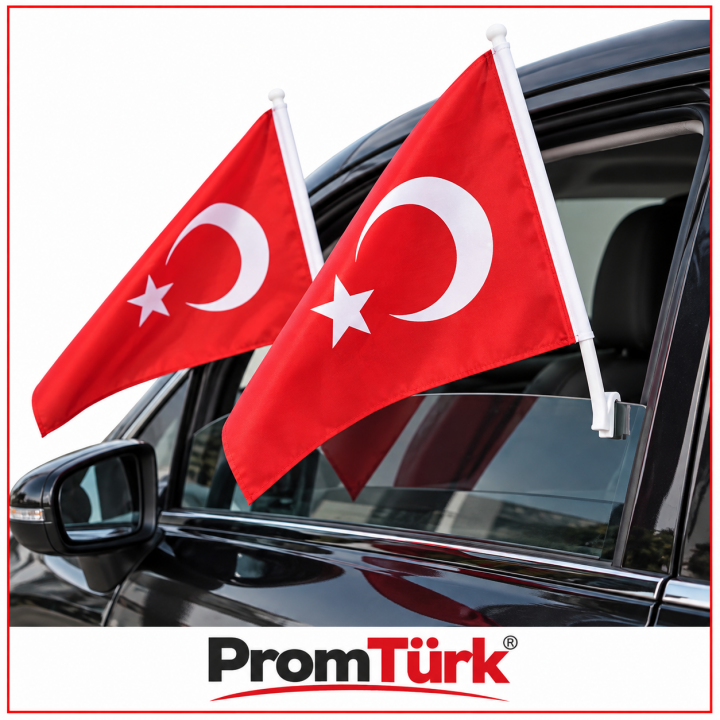 30x45 Cm Aparatlı Baskılı Promosyon Araç Konvoy Türk Bayrağı